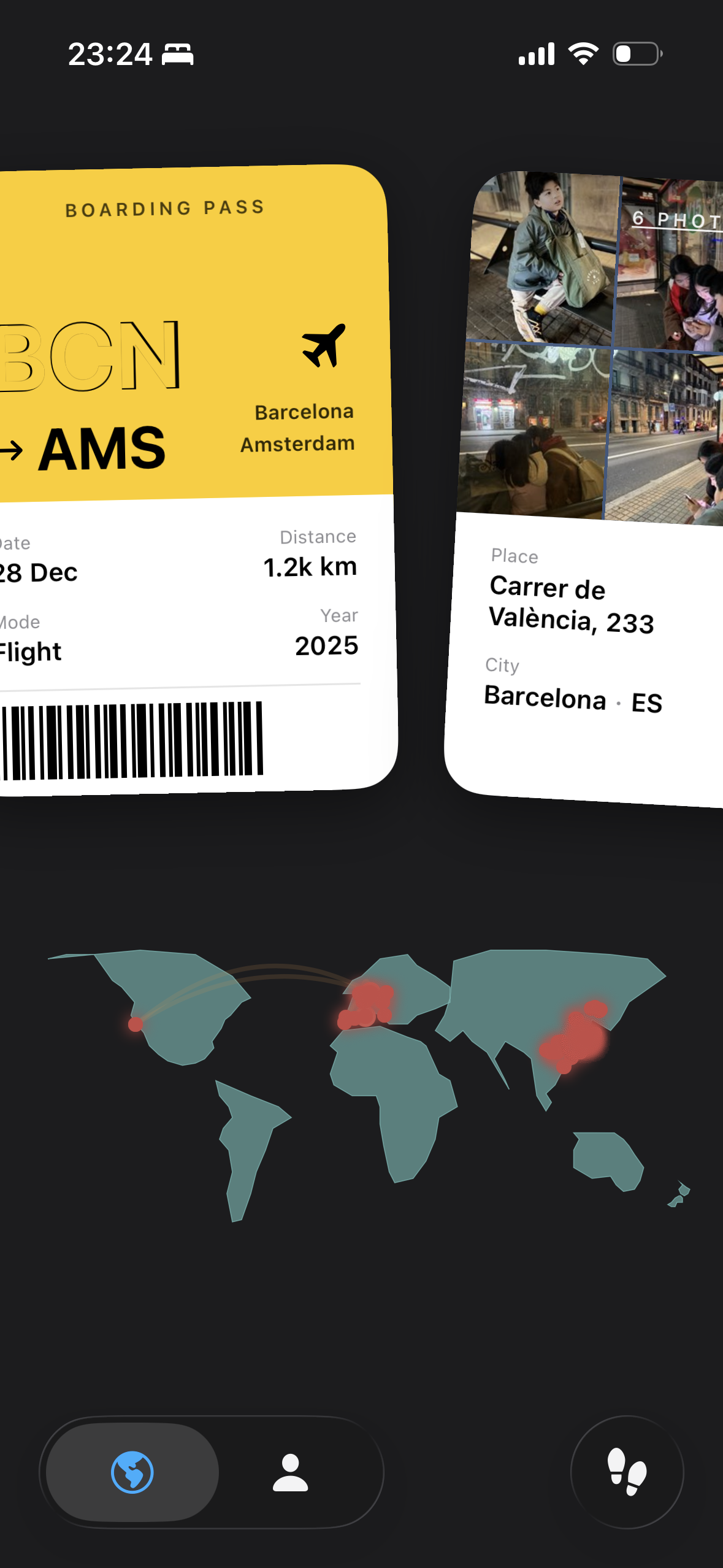 Mile app main screen dark mode